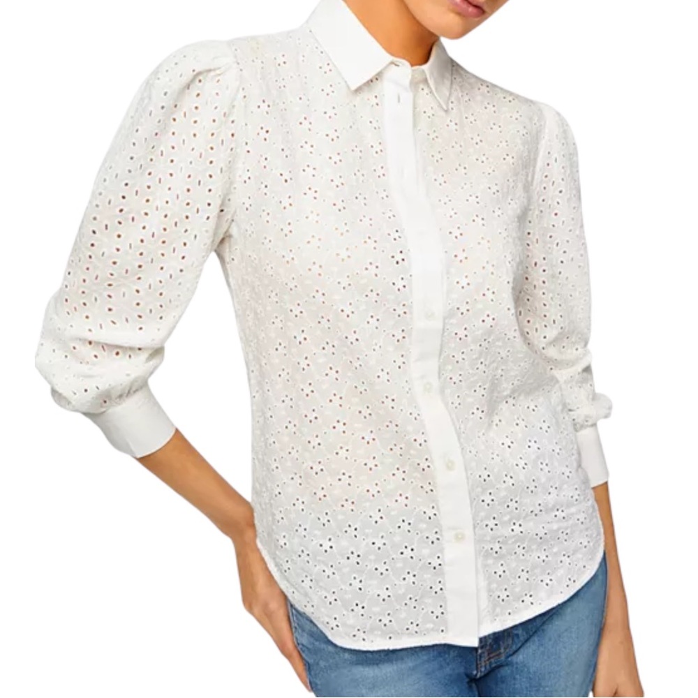 7 for all mankind Size SmallPuff Sleeve Eyelet Shirt MSRP $198
